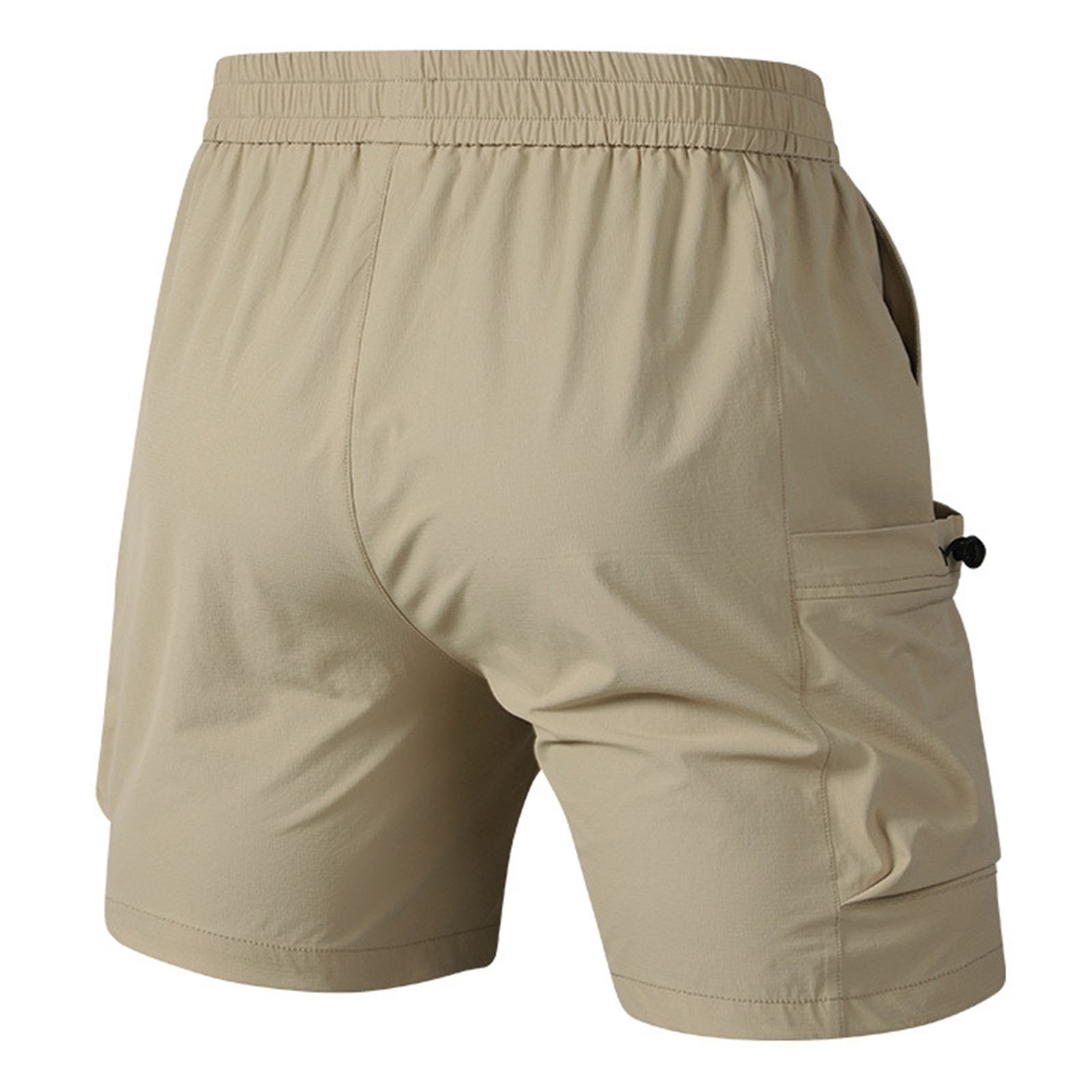 thumbnail image 5 of Pantalones cortos deportivos de secado rápido para hombre - Color liso transpirable - Poliéster, cintura elástica, tallas M-XXXXL, 5 of 5